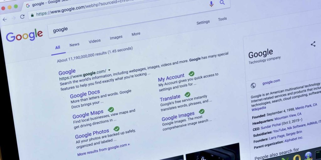 google search engine results page