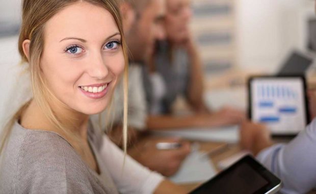 Woman reaping the benefits of voice search optimization services