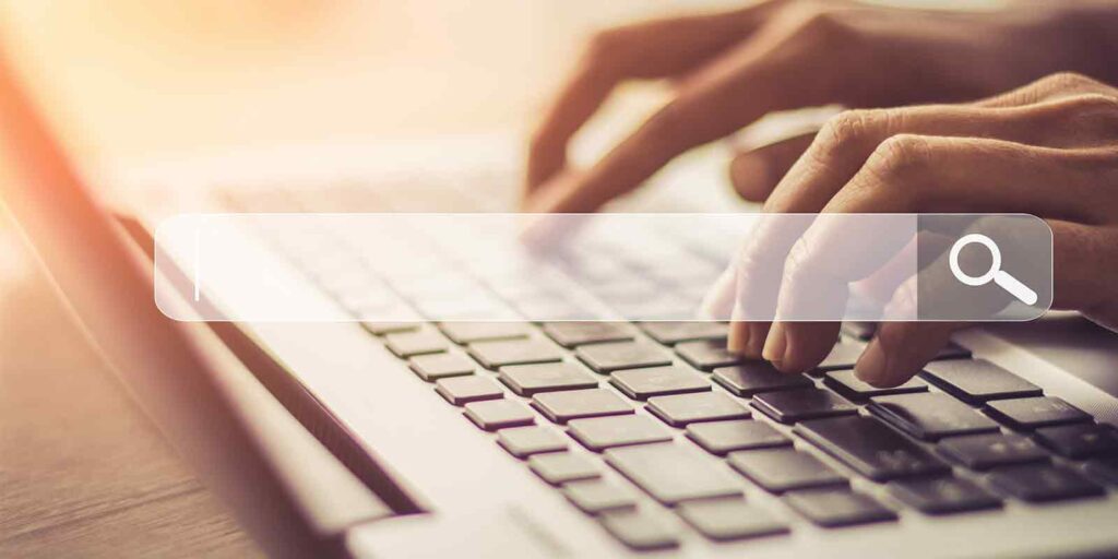 person searching SEO marketing strategies