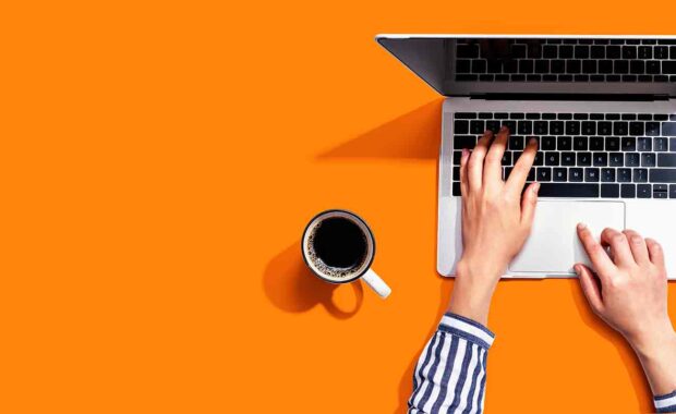 person on computer looking up domain authority