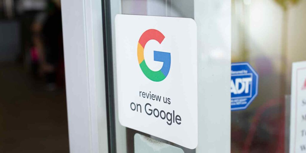 sign talking about google reviews