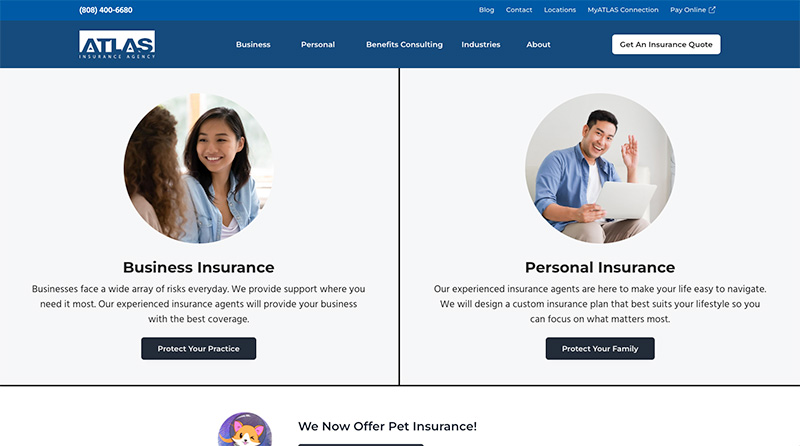 Atlas Insurance Agency Homepage portfolio item