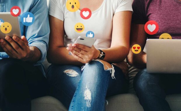 Social media manager reviewing marketing strategies