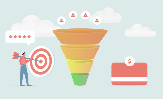 Sales and leads funnel concept