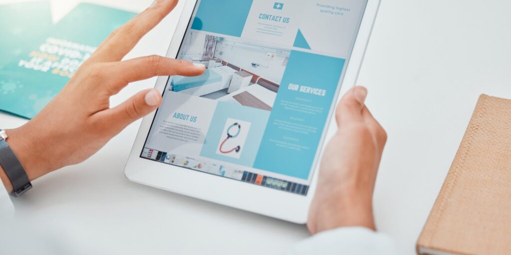 tablet and contact us with healthcare marketing or advertising on a website in the medical industry