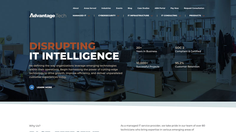 Advantage.Tech Homepage Desktop portfolio item