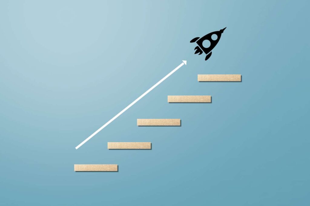 Rocketship with an upward trajectory