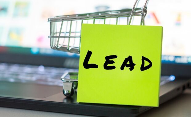 lead inscription on color sticker commercial background