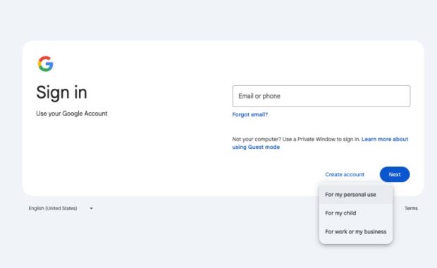 Step 1 Creating Google Account With Existing Email