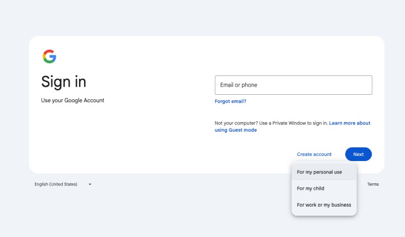 Step 1 Creating Google Account With Existing Email
