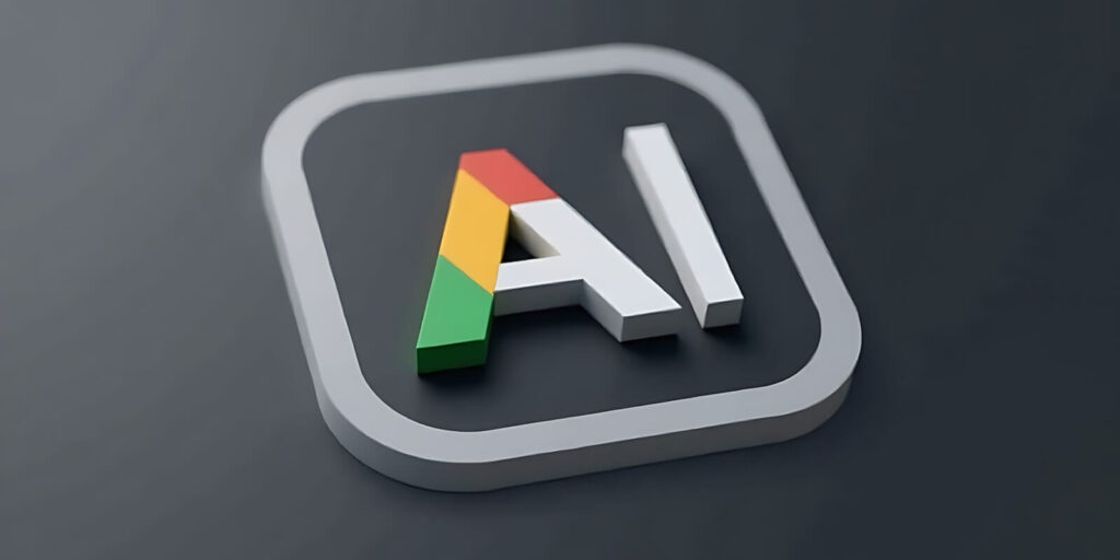 google ai app logo rendered dark gray background white rounded square around