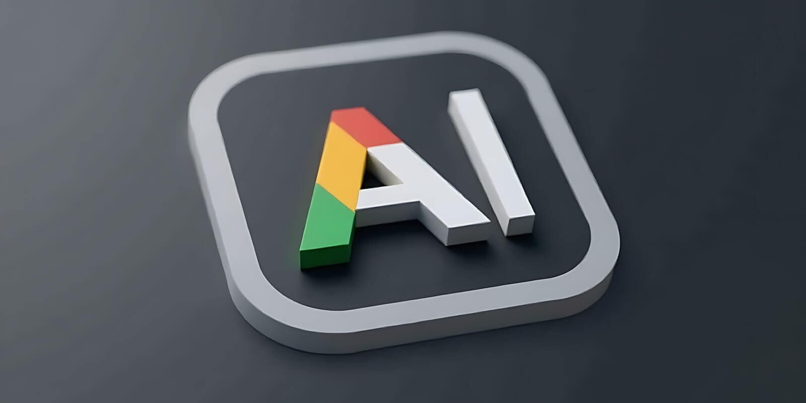 google ai app logo rendered dark gray background white rounded square around