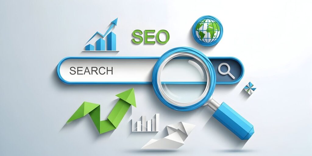 seo search bar with growth charts