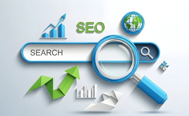 seo search bar with growth charts